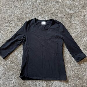 CHANEL Black Fitted Long Sleeve Tee